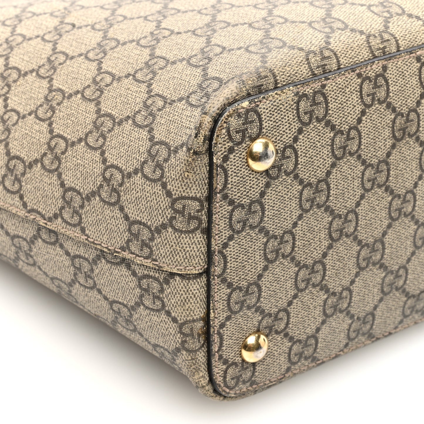 GG Supreme Monogram Medium Zippered Bucket Tote Beige Tuscany