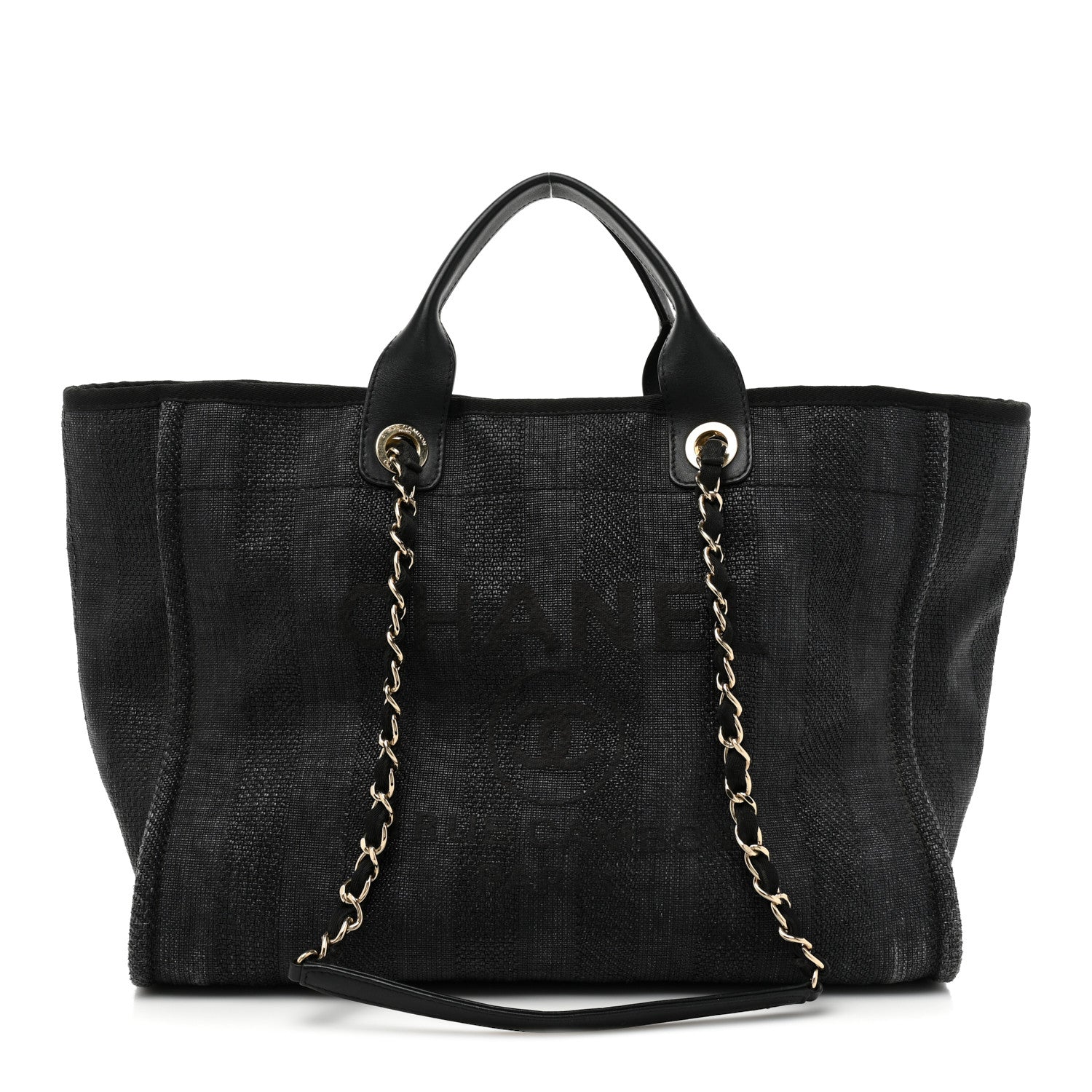 Chanel Mixed Fibers Calfskin Striped Medium Deauville Tote Black 1 of 17