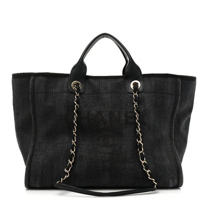 Chanel Mixed Fibers Calfskin Striped Medium Deauville Tote Black 1 of 17