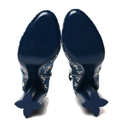 Louis Vuitton LOUIS VUITTON Denim Monogram Silhouette Ankle Boots 37 Navy Blue 5 of 9