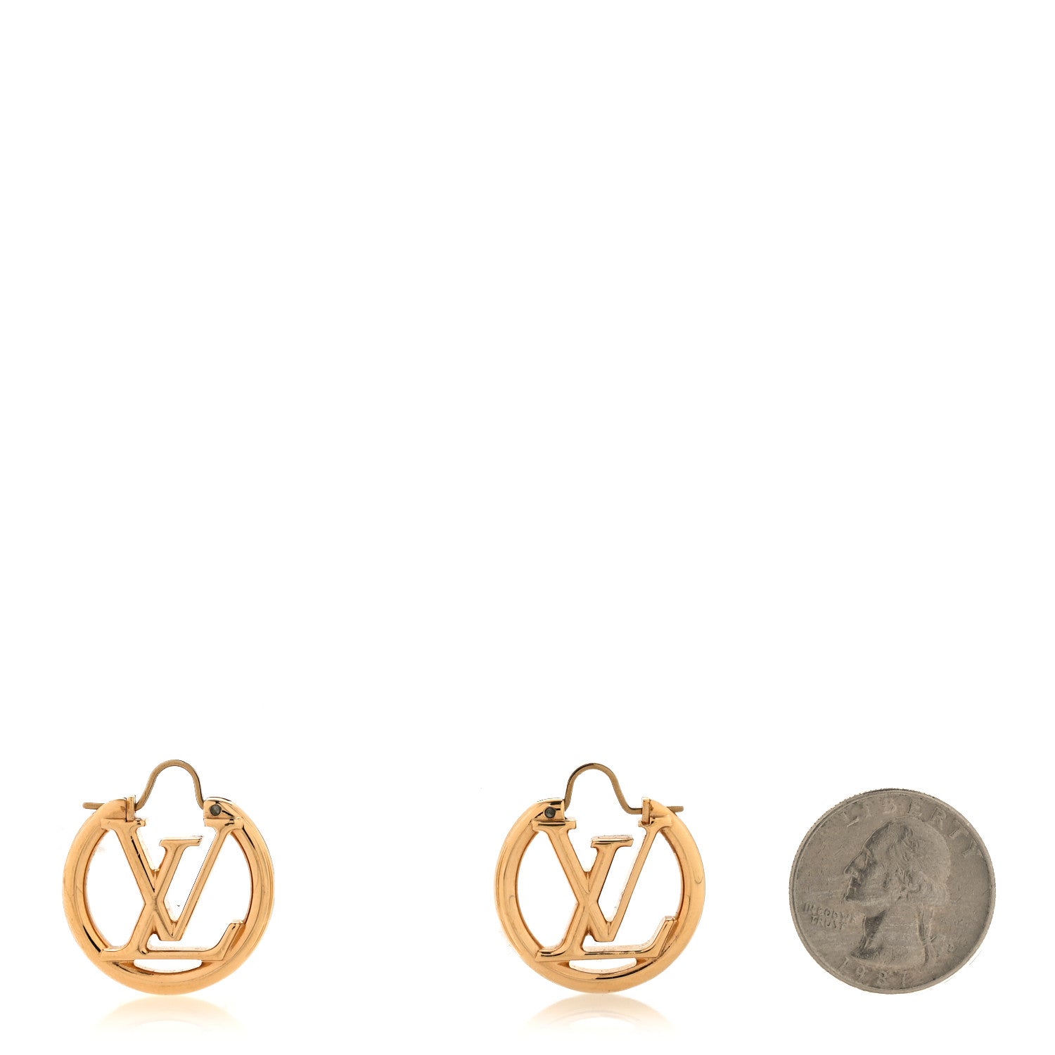 Louis Vuitton Metal Small Louise Hoop Earrings Gold 2 of 5