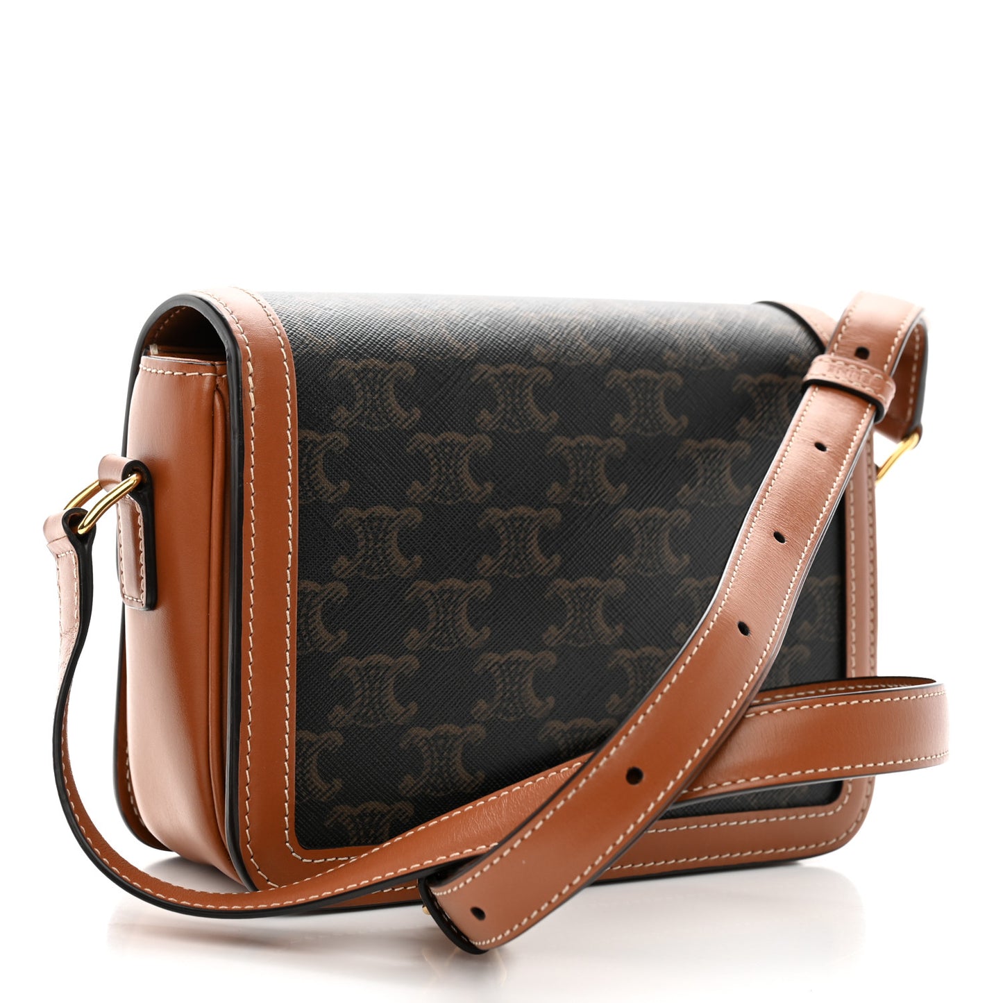 Calfskin Triomphe Canvas Teen Triomphe Bag Tan