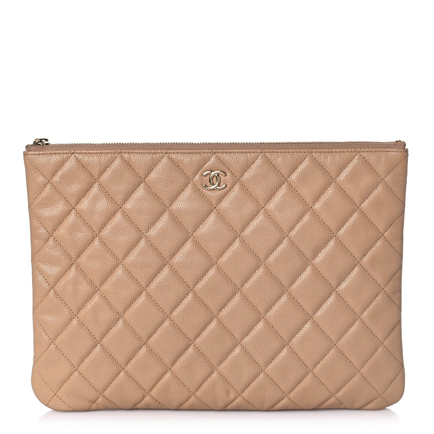 Caviar Quilted Medium Cosmetic Case Beige