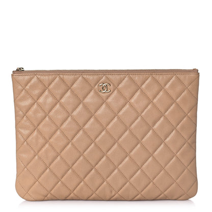 Chanel Caviar Quilted Medium Cosmetic Case Beige 1 of 11