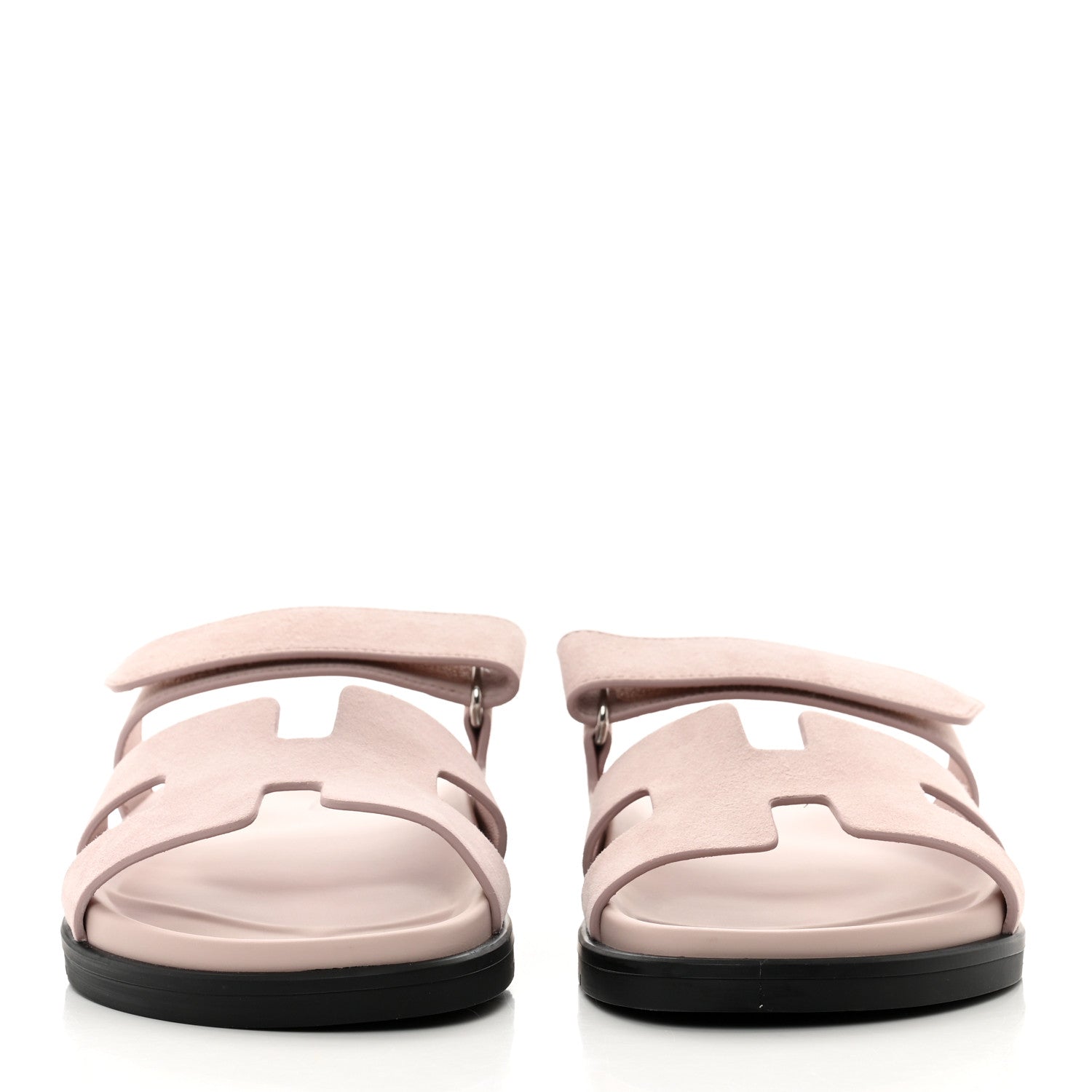 Hermes Suede Goatskin Womens Chypre Sandals 38 Rose Porcelaine 2 of 9