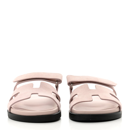 Hermes Suede Goatskin Womens Chypre Sandals 38 Rose Porcelaine 2 of 9