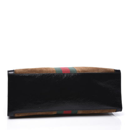 Gucci Suede Patent Web Ophidia Vertical Tote Nocciola Black 3 of 11