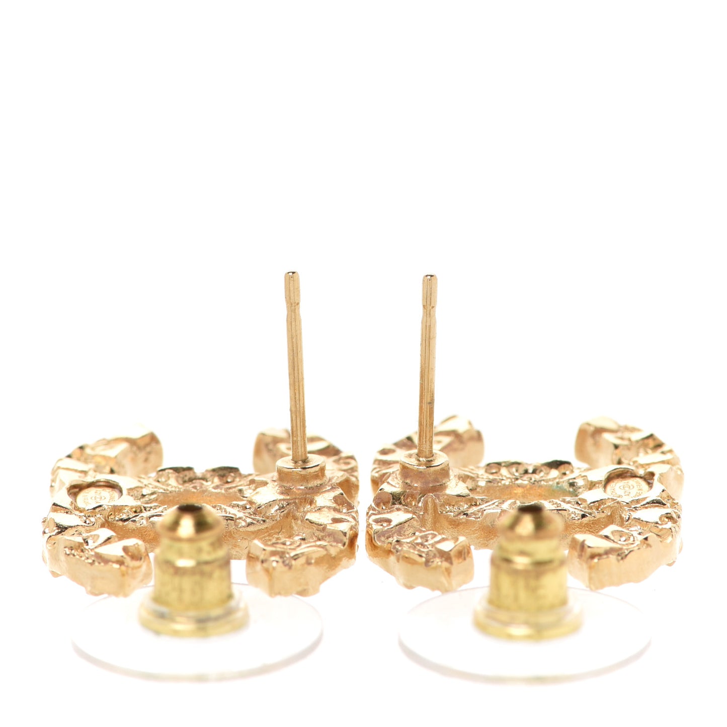 Metal Textured CC Earrings Gold