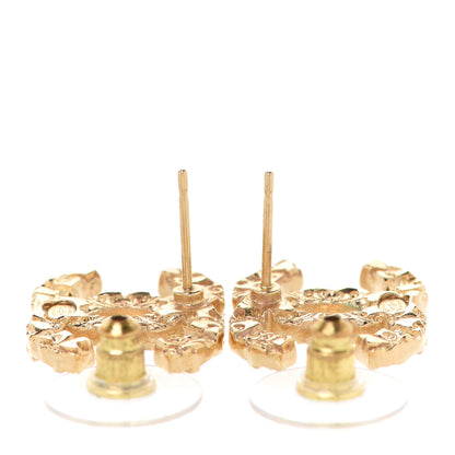 Chanel Metal Textured CC Earrings Gold 3 of 5