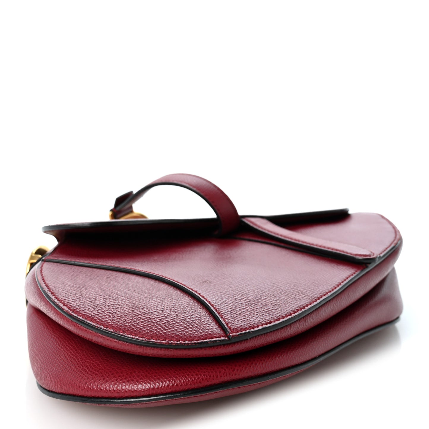 Grained Calfskin Saddle Bag Red