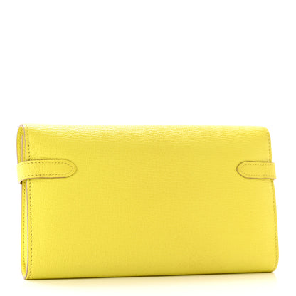 Hermes Chevre Mysore Kelly Longue Wallet Lime 3 of 12