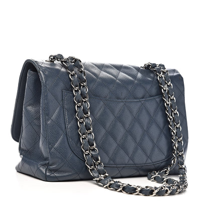 Chanel Caviar Quilted Jumbo Single Flap Dark Blue 3 of 18