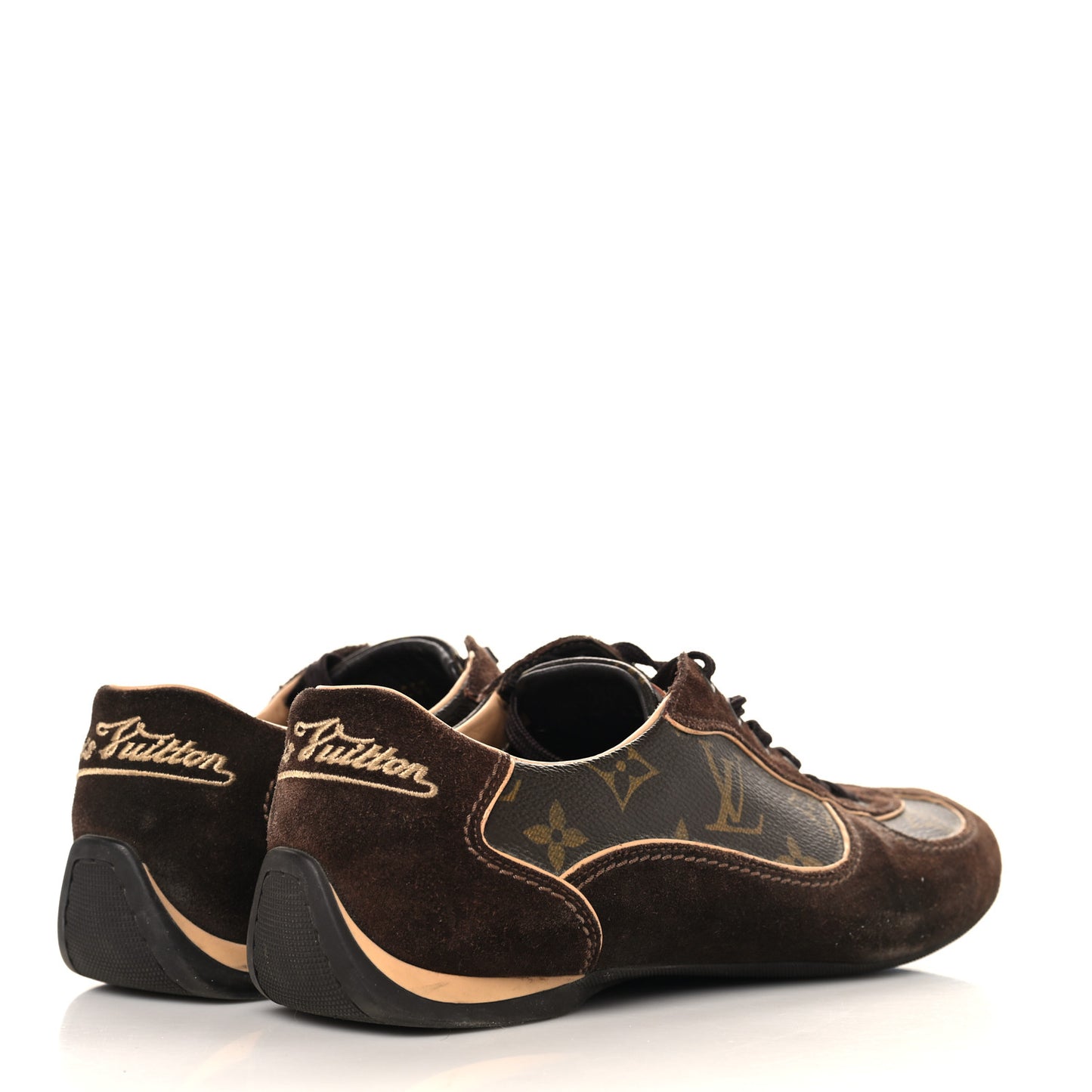 Suede Calfskin Monogram Womens Energie Sneakers 38 Brown