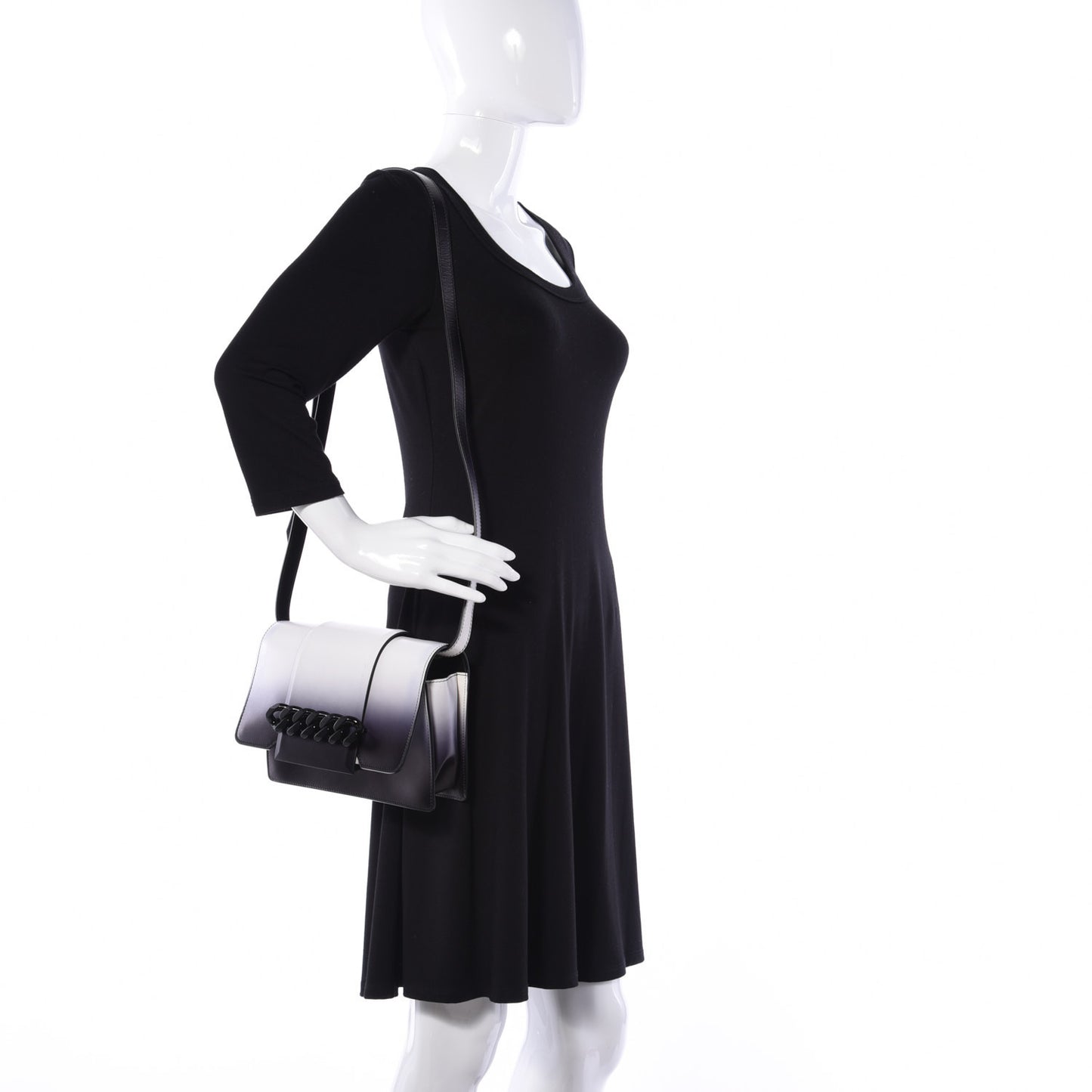 Calfskin Ombre Infinity Flap Bag Black White