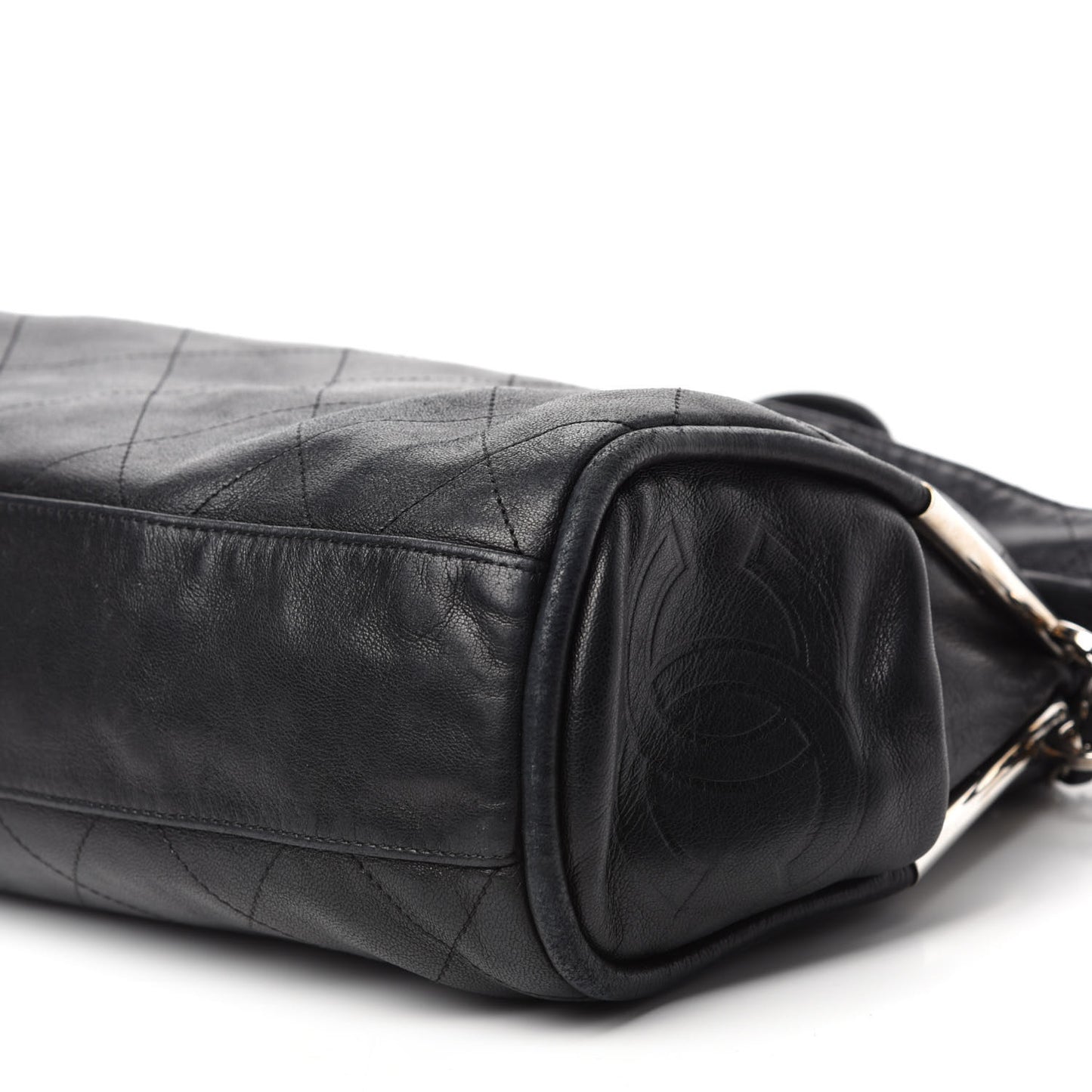 Lambskin Stitched Medium Ultimate Soft Tote Black