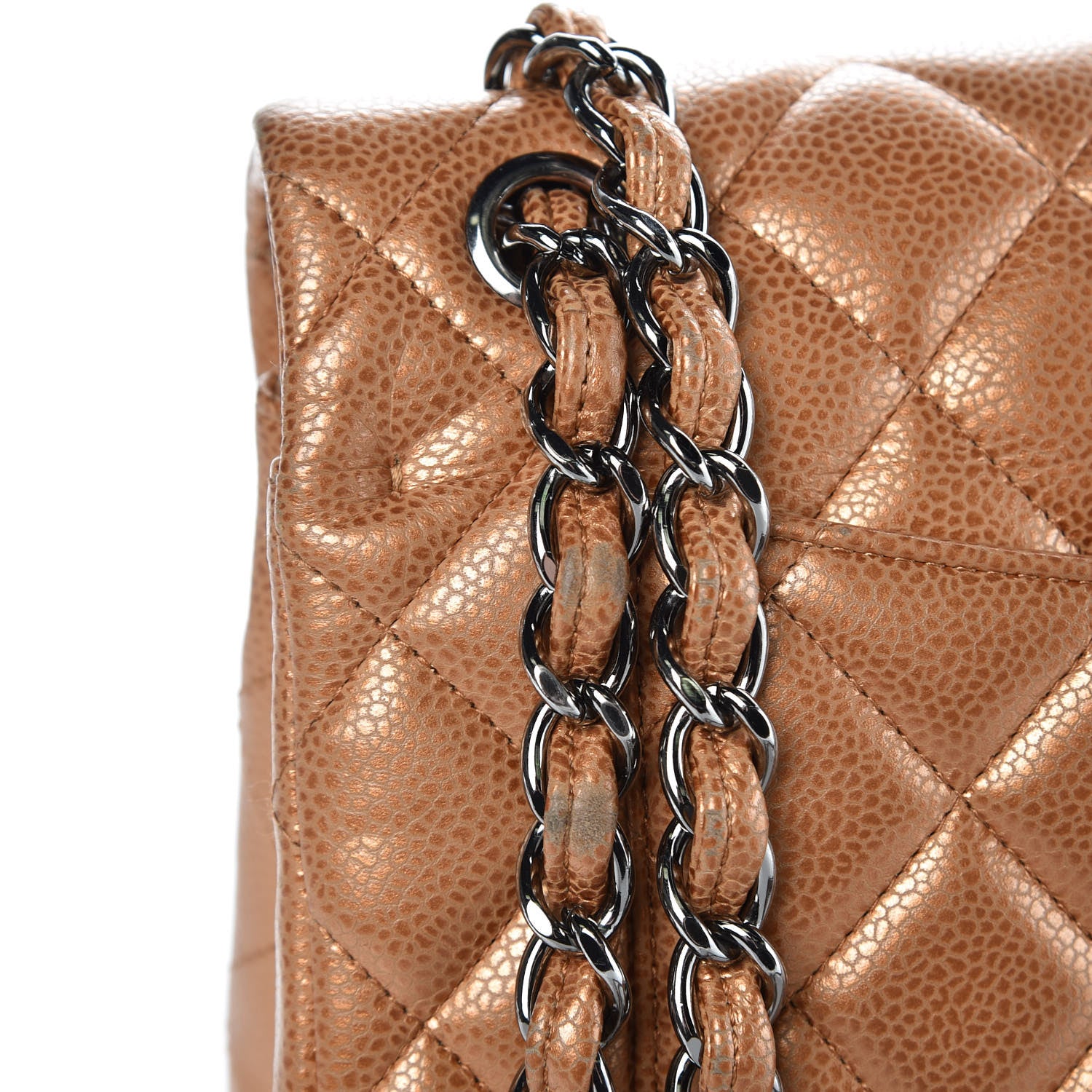 Chanel Metallic Caviar Quilted Jumbo Double Flap Copper 10 of 10