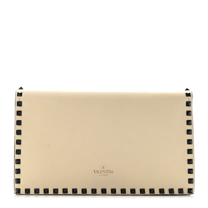 Valentino Garavani Nappa Rockstud Wristlet Clutch Black Light Ivory 1 of 9