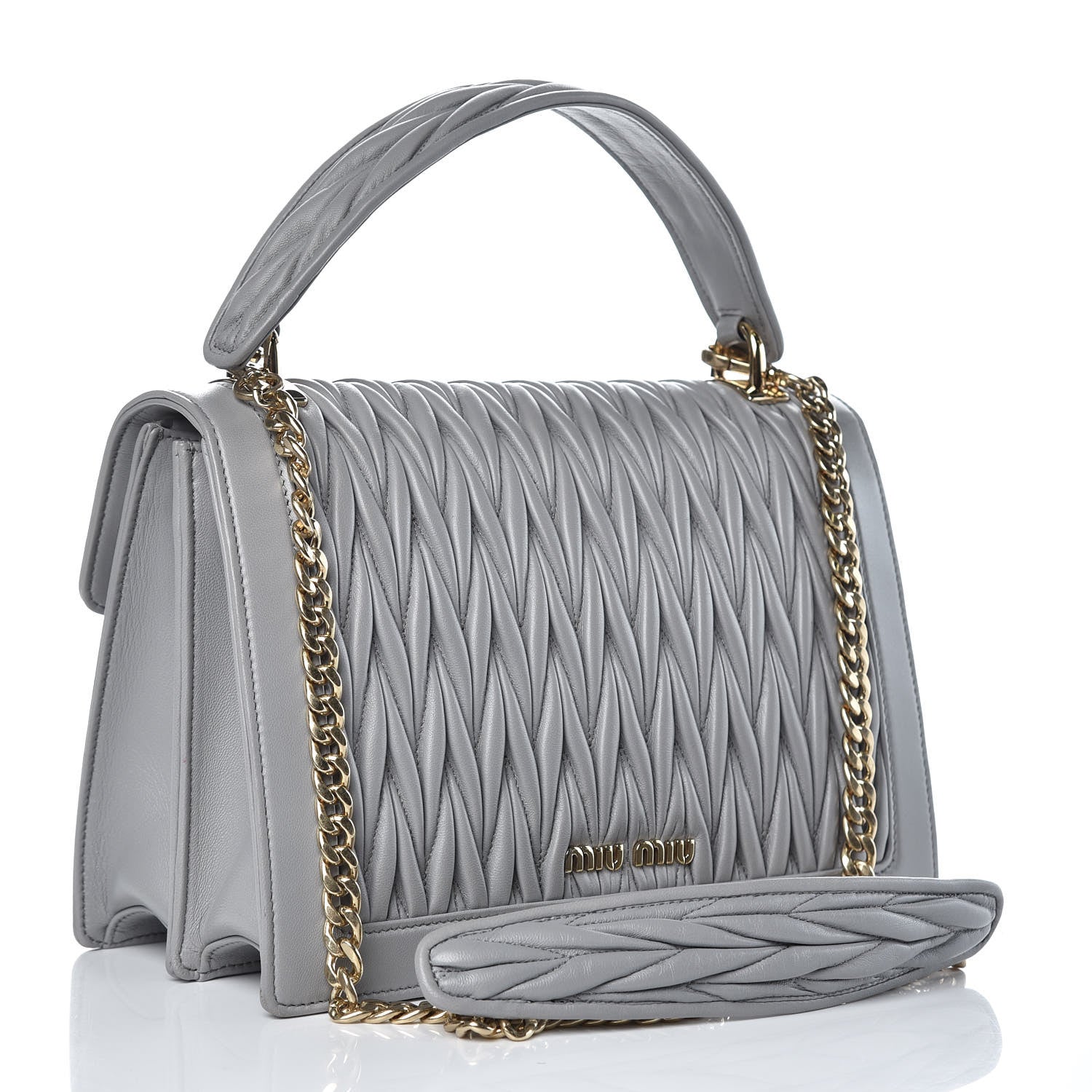 Miu Miu Nappa Confidential Matelasse Top Handle Nube 3 of 10