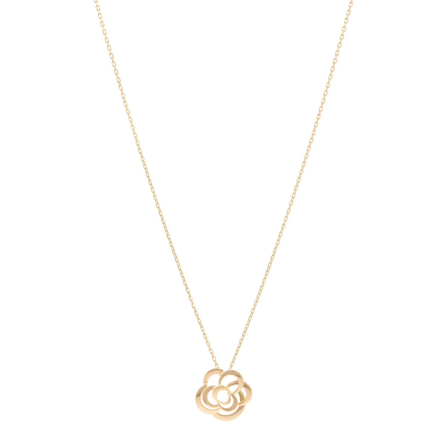 Chanel 18K Yellow Gold Fil de Camelia Pendant Necklace 1 of 4