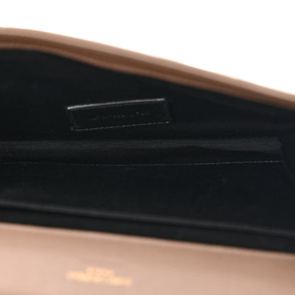 Saint Laurent Grain De Poudre Matelasse Chevron Monogram Cassandre Flap Pouch Taupe 5 of 8
