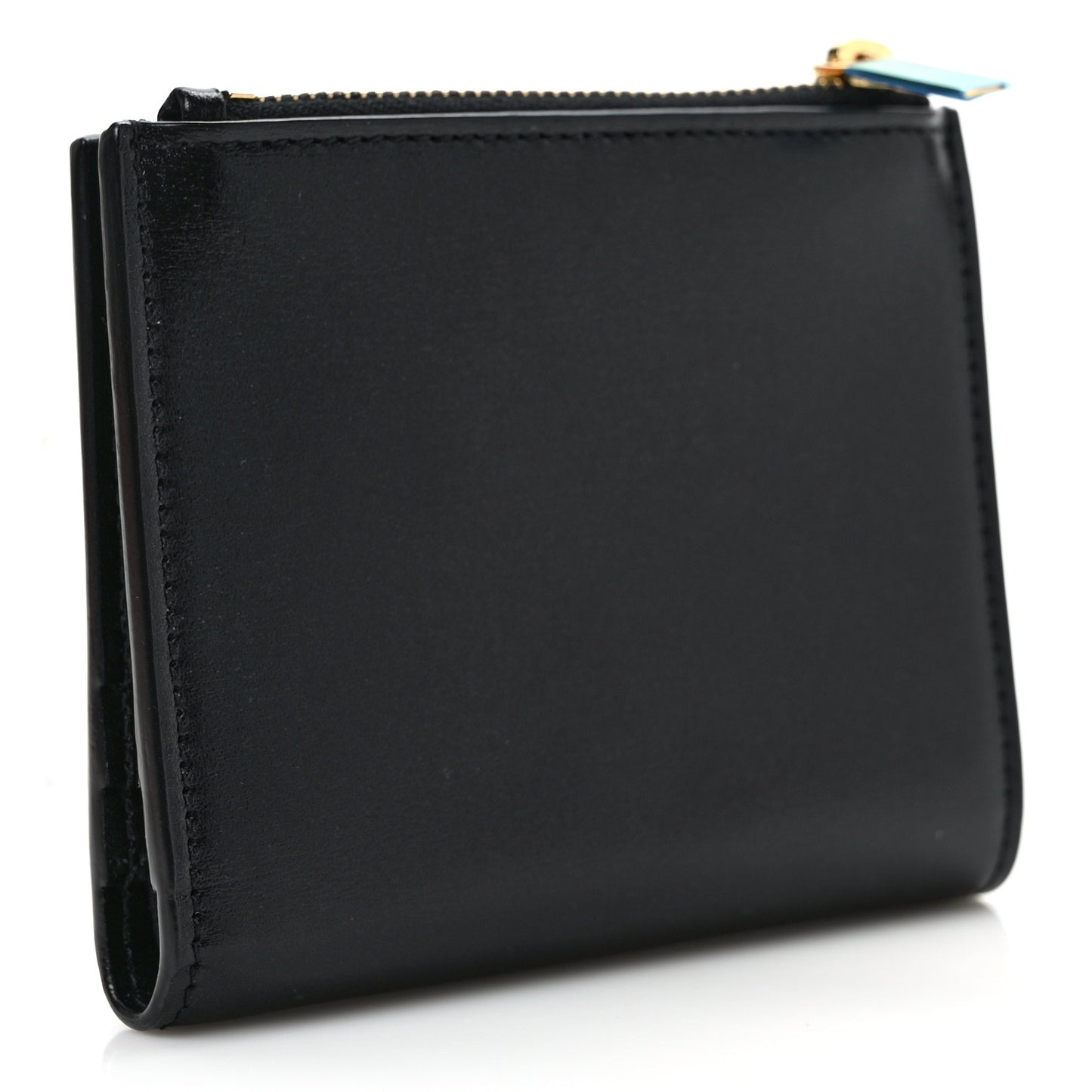 Calfskin Compact Zip Wallet Black