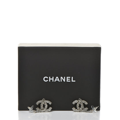 Chanel Crystal Baguette CC Dangle Earrings Silver 6 of 6