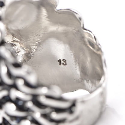 Gucci Metal Crystal Lion Head Ring 8.5 Red Aged Silver 7 of 7
