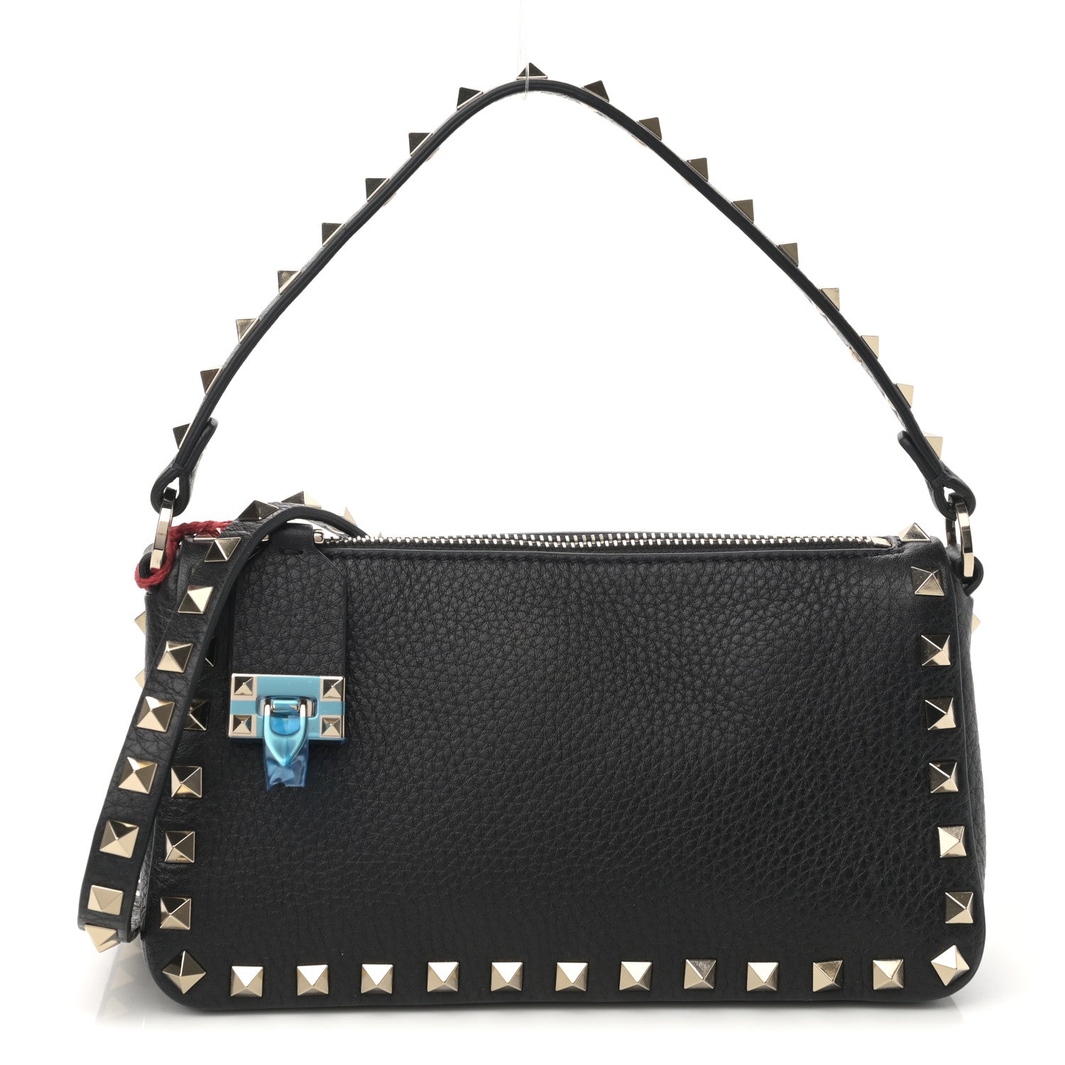 Valentino Garavani Pebbled Calfskin Small Rockstud Flip Lock Shoulder Bag Black 1 of 7
