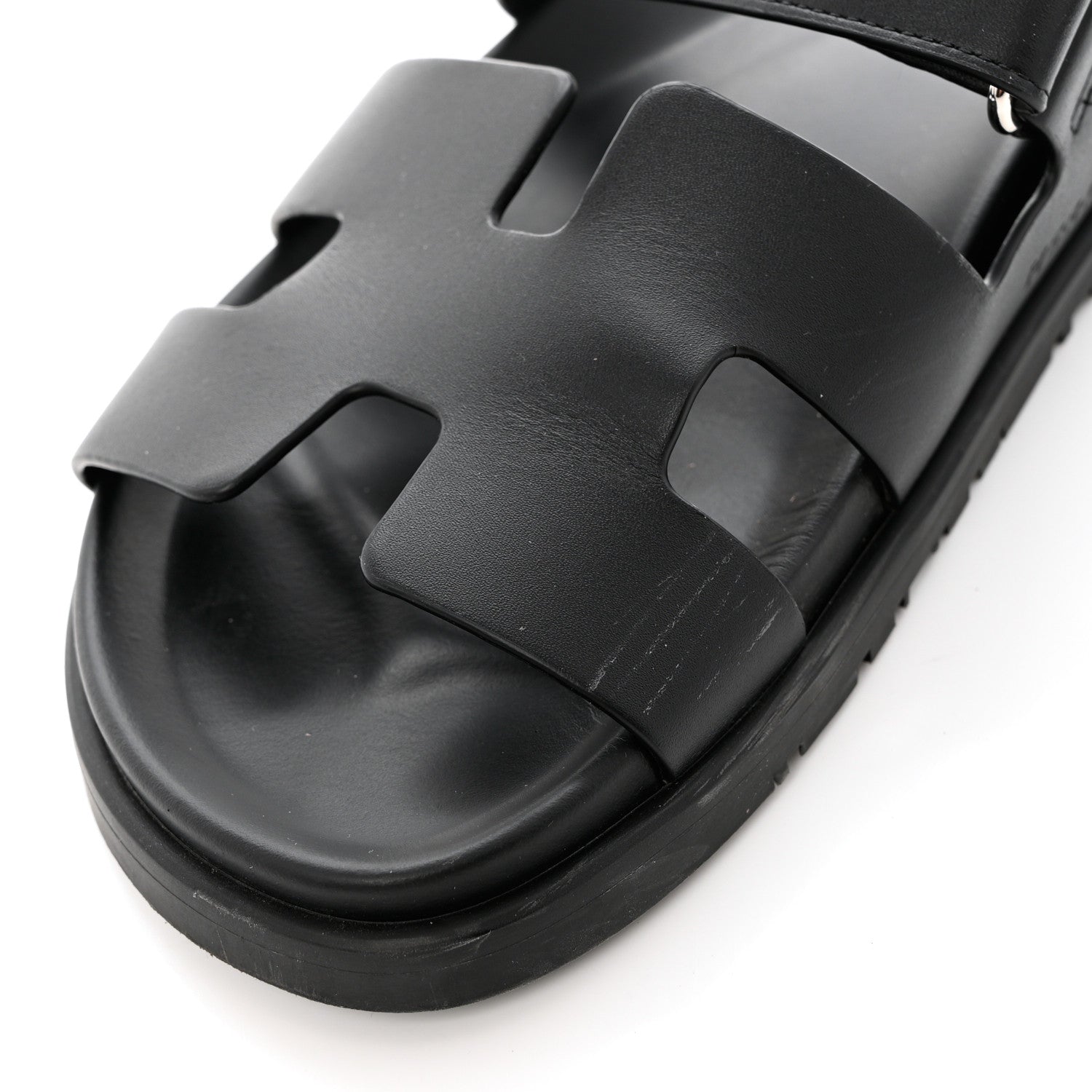 Hermes Calfskin Womens Chypre Sandals 39.5 Black 11 of 12