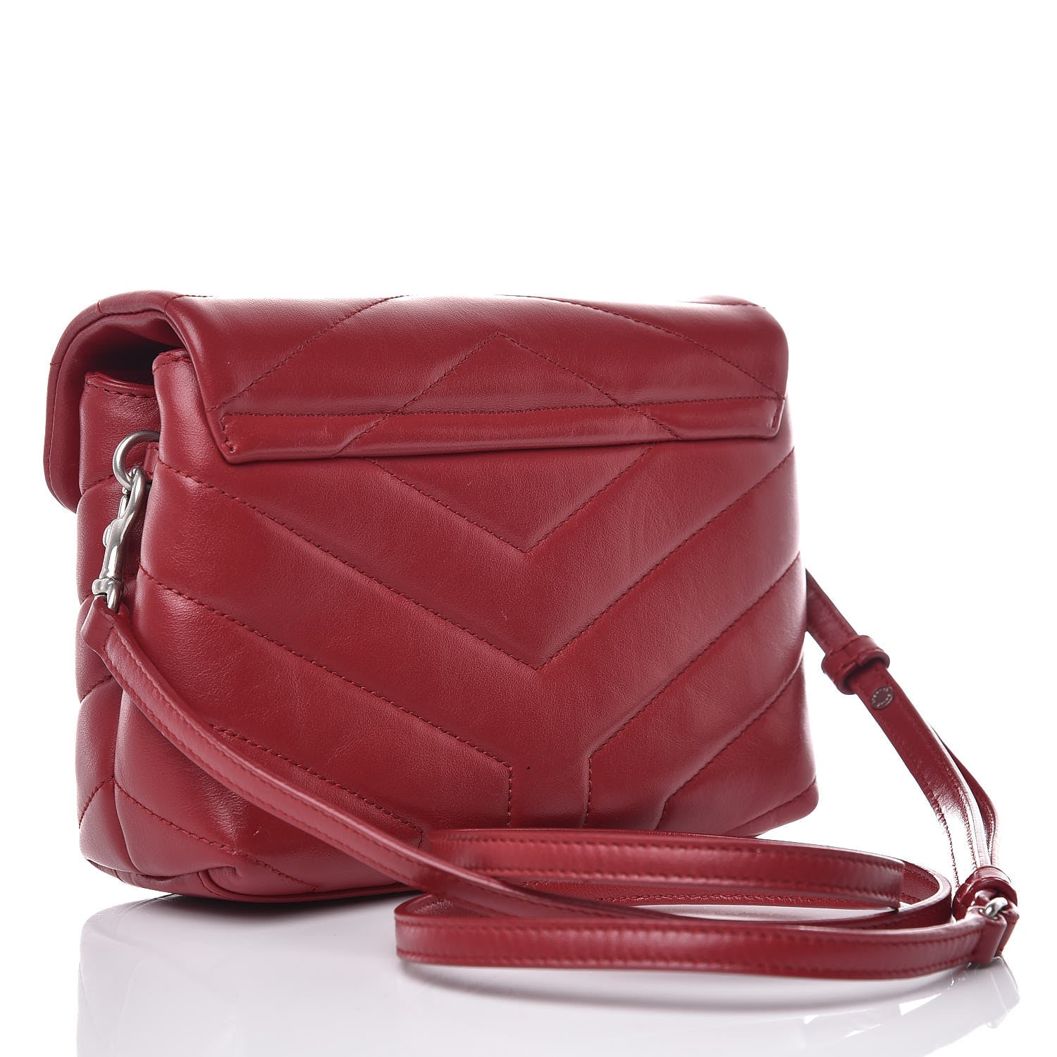 Saint Laurent Calfskin Y Quilted Monogram Toy Loulou Crossbody Bag New Lipstick Red 3 of 10