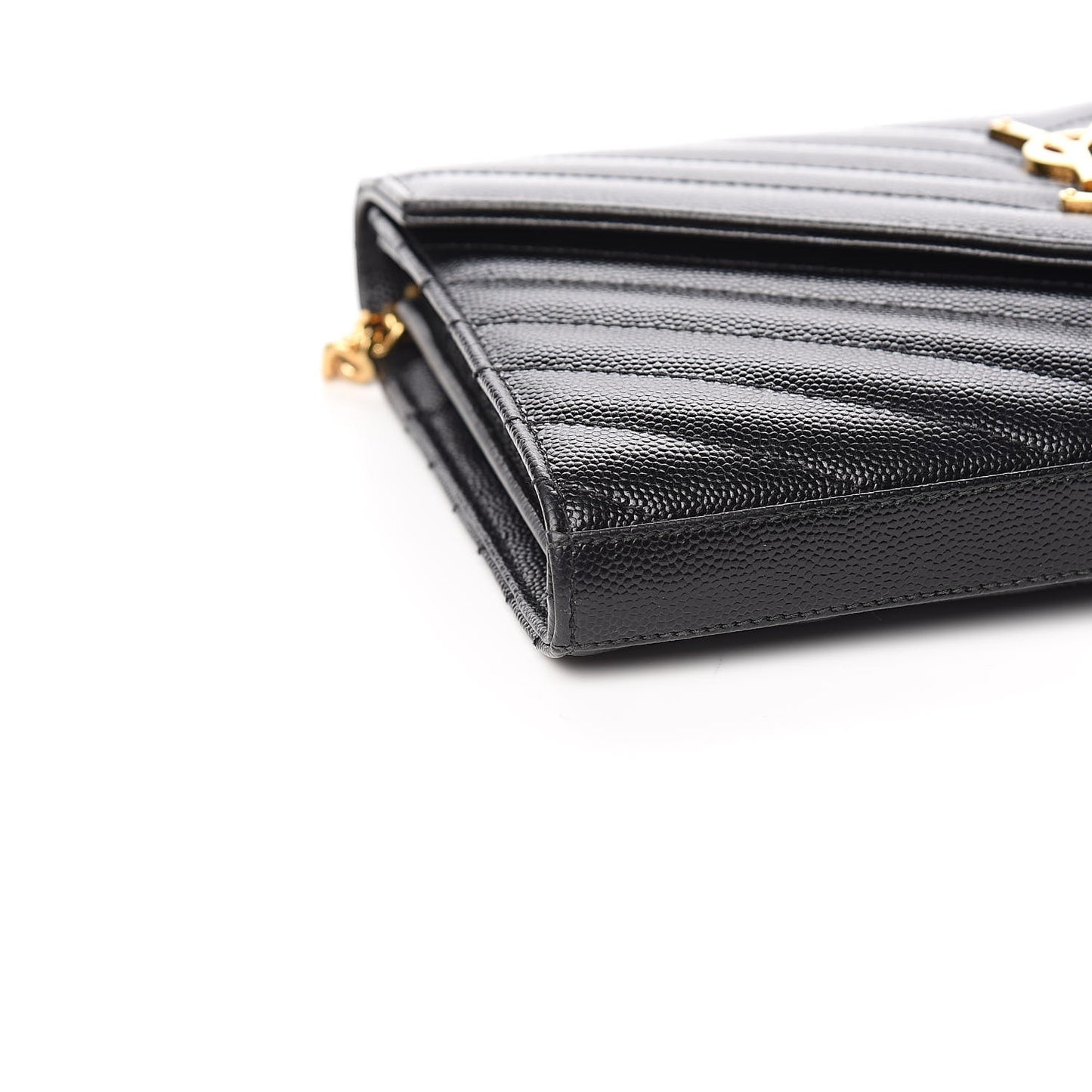 Grain De Poudre Matelasse Chevron Monogram Chain Wallet Black