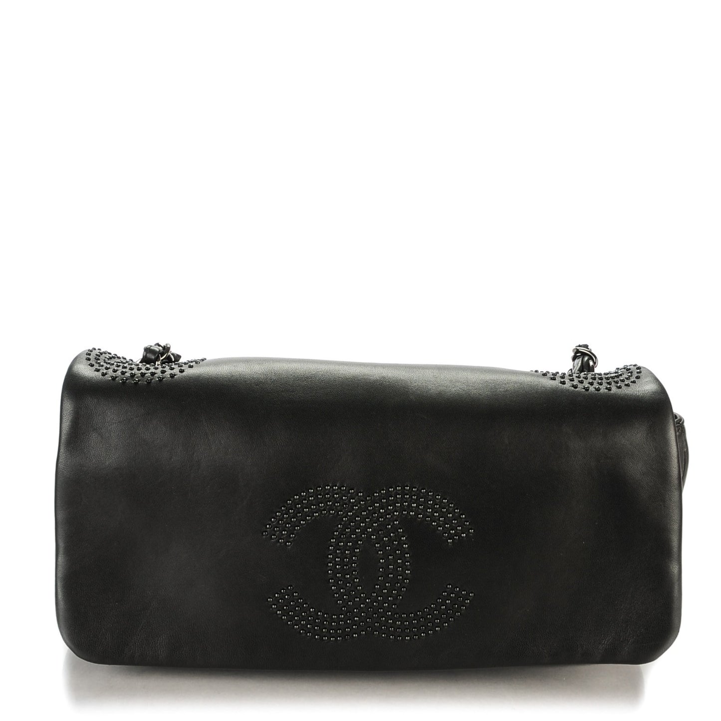 Lambskin Studded CC East West Flap Black