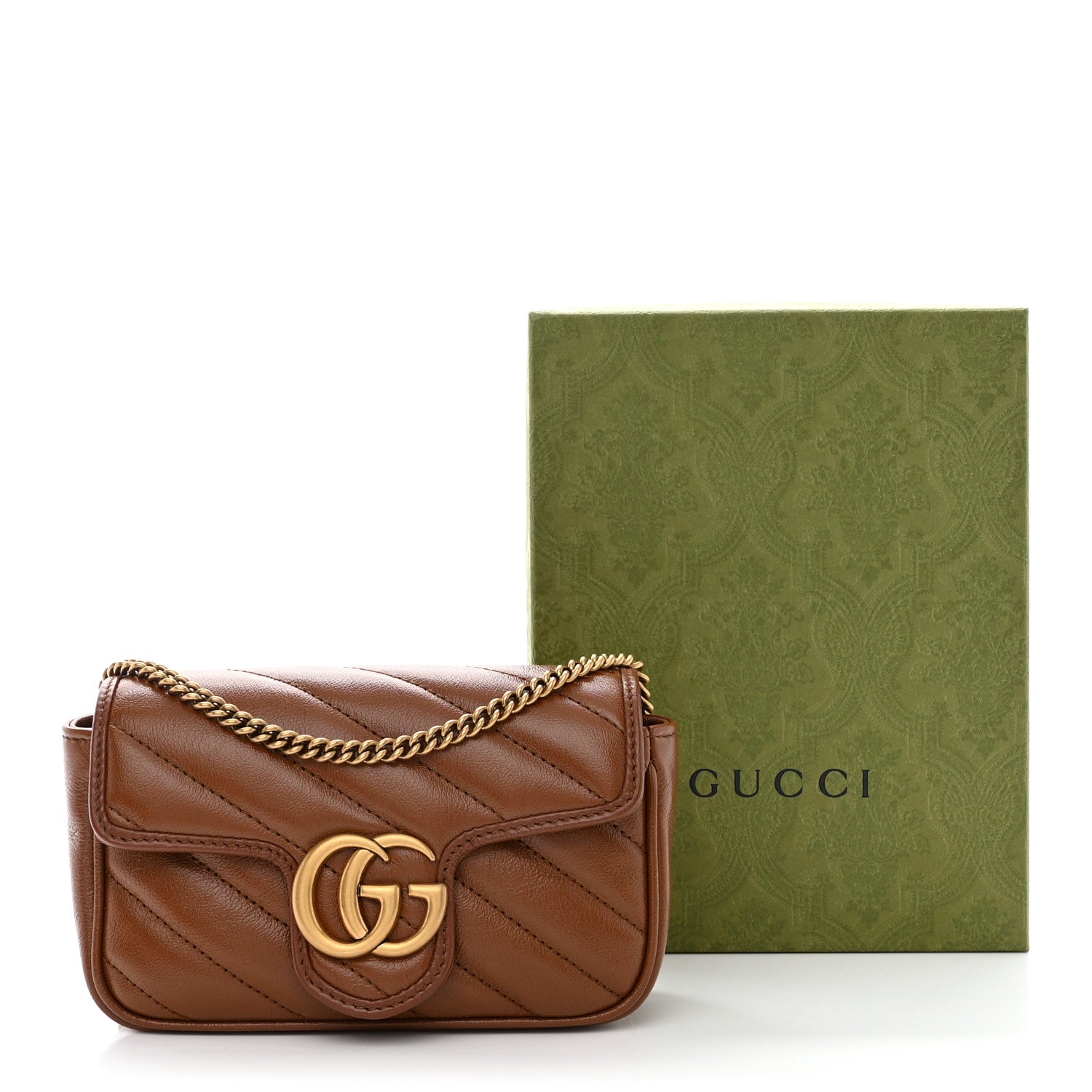 Gucci Azalea Calfskin Matelasse Diagonal Super Mini GG Marmont Shoulder Bag Cuir 11 of 11