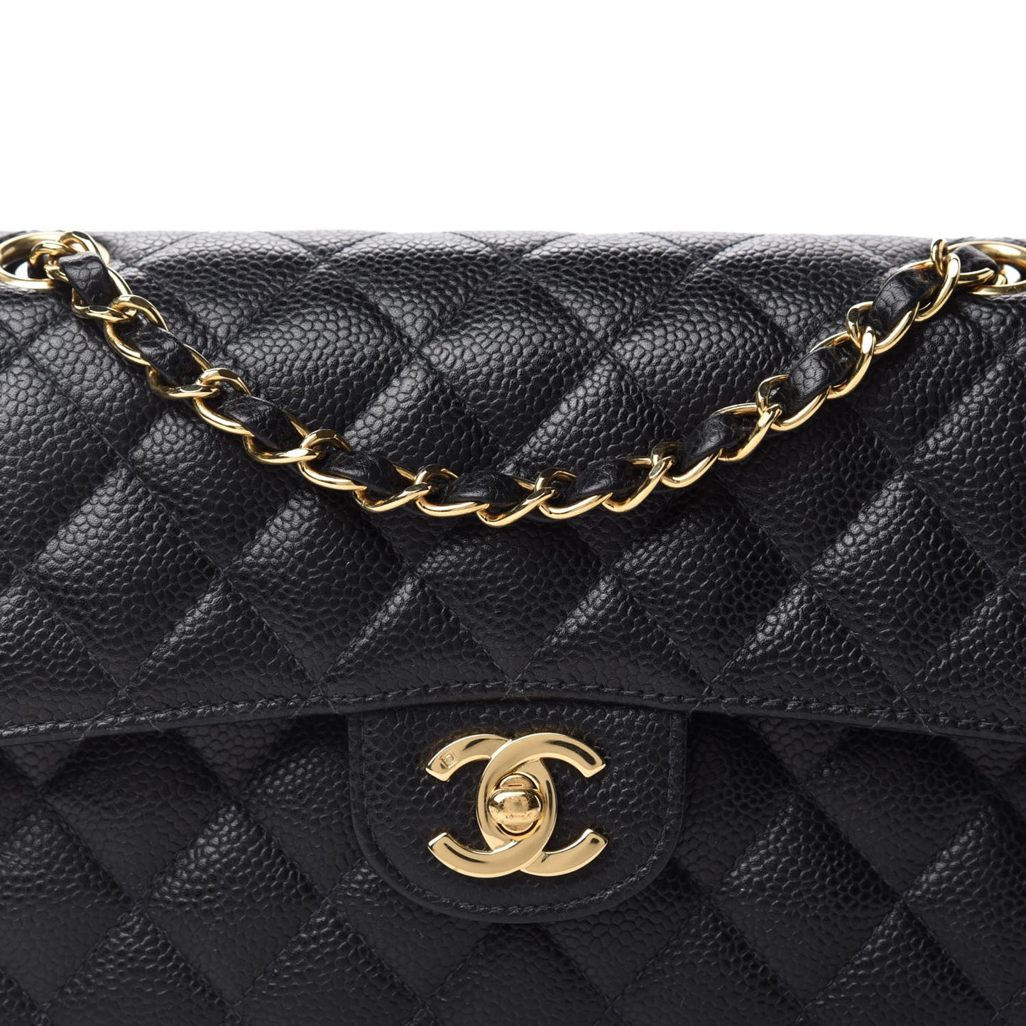 Caviar Quilted Small Double Flap Black