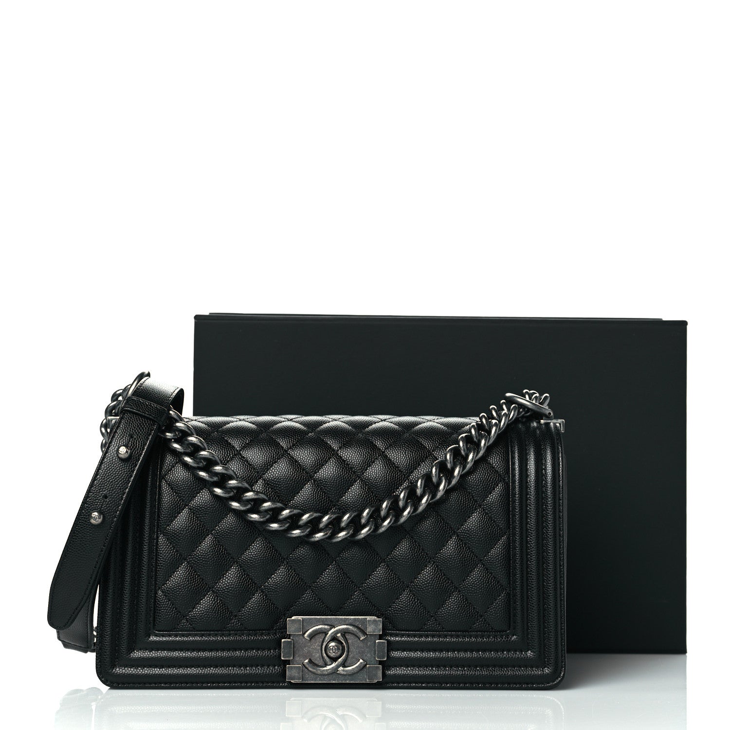 Chanel Caviar Quilted Medium Boy Flap Black 11 of 11
