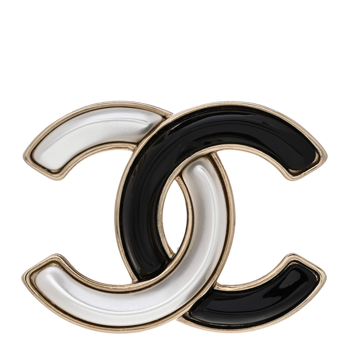 Chanel Enamel CC Brooch Black White 1 of 5