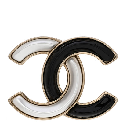 Chanel Enamel CC Brooch Black White 1 of 5