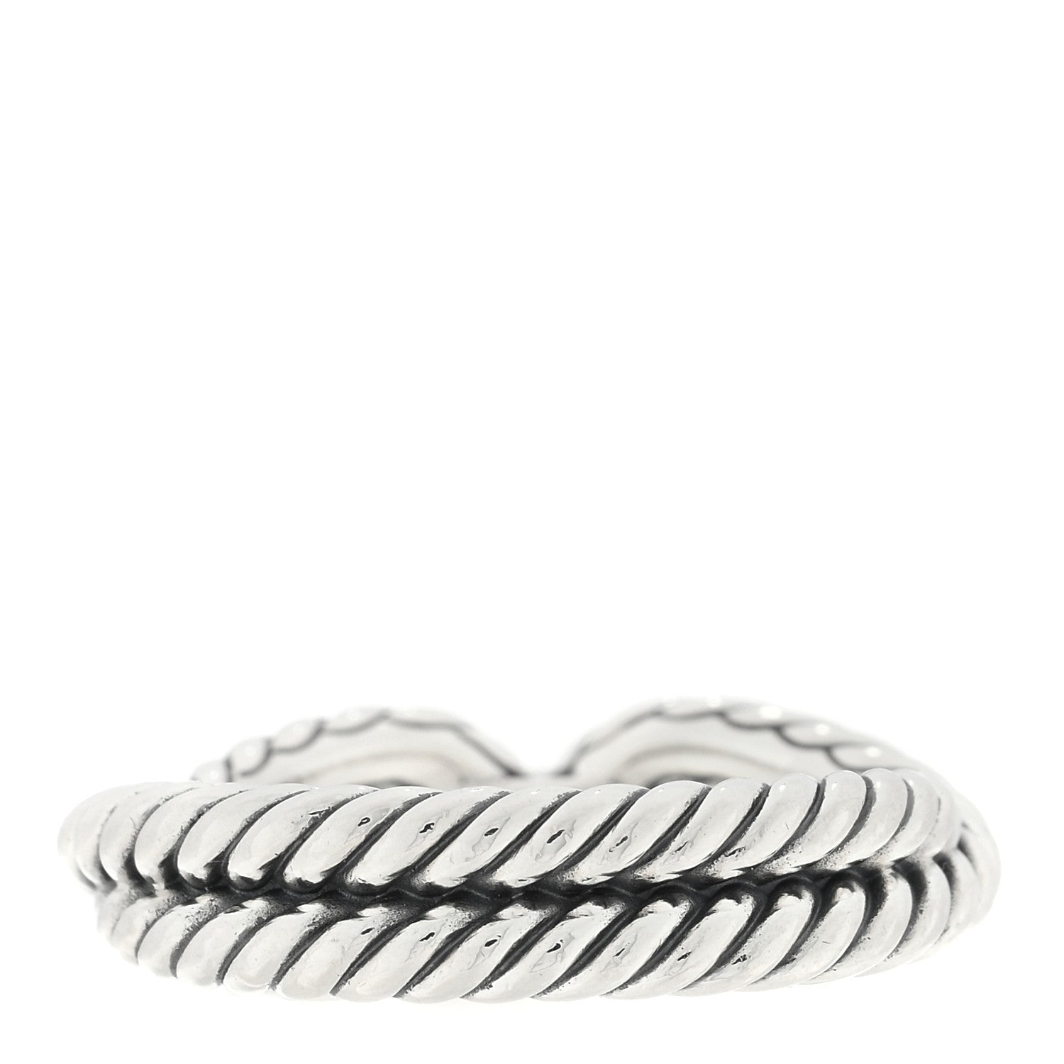 David Yurman Sterling Silver Diamond Cable Loop Band Ring 56 7.5 3 of 4