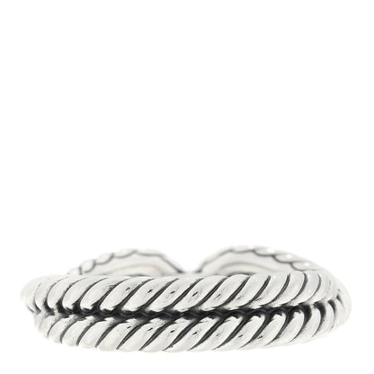 David Yurman Sterling Silver Diamond Cable Loop Band Ring 56 7.5 3 of 4