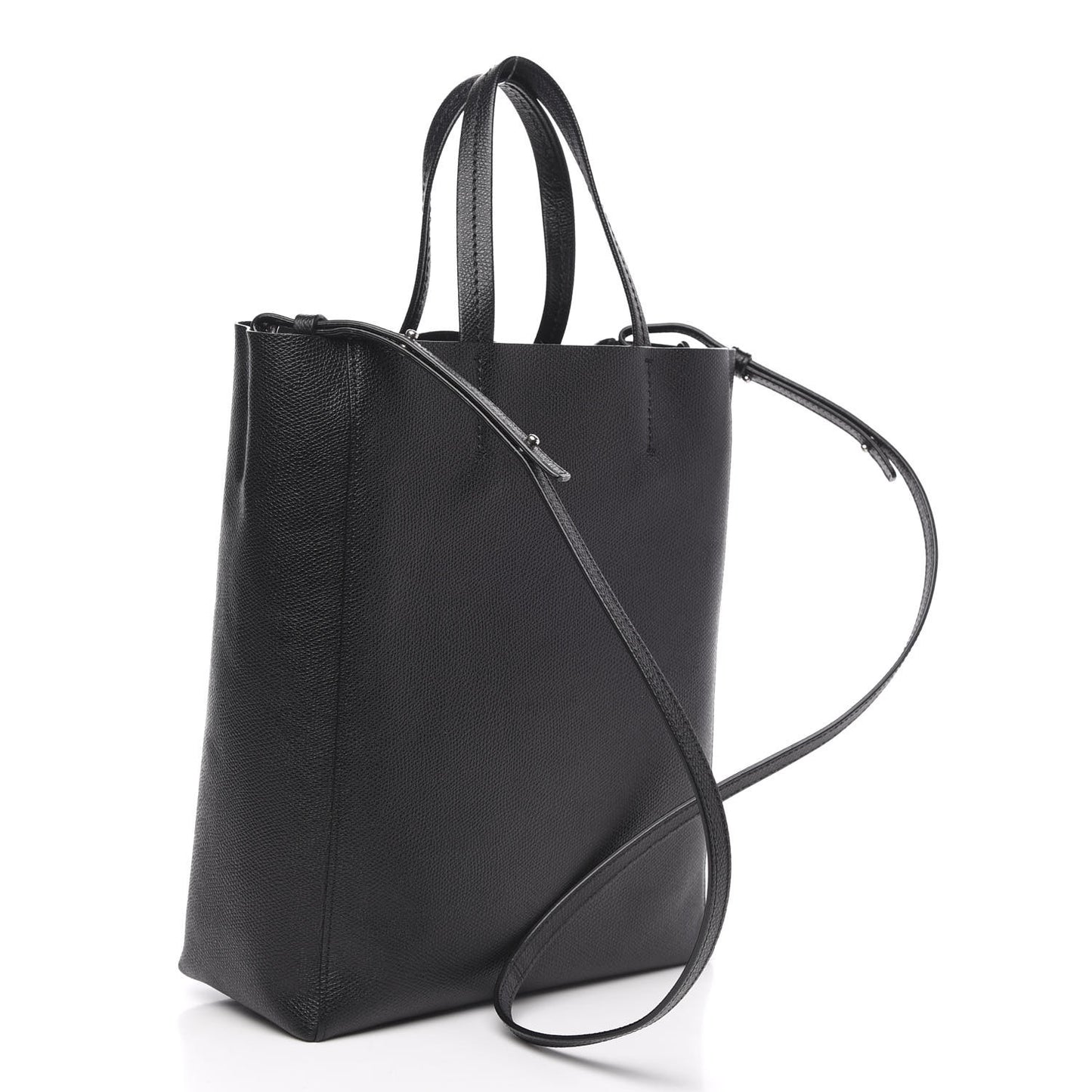 Grained Calfskin Small Vertical Cabas Black