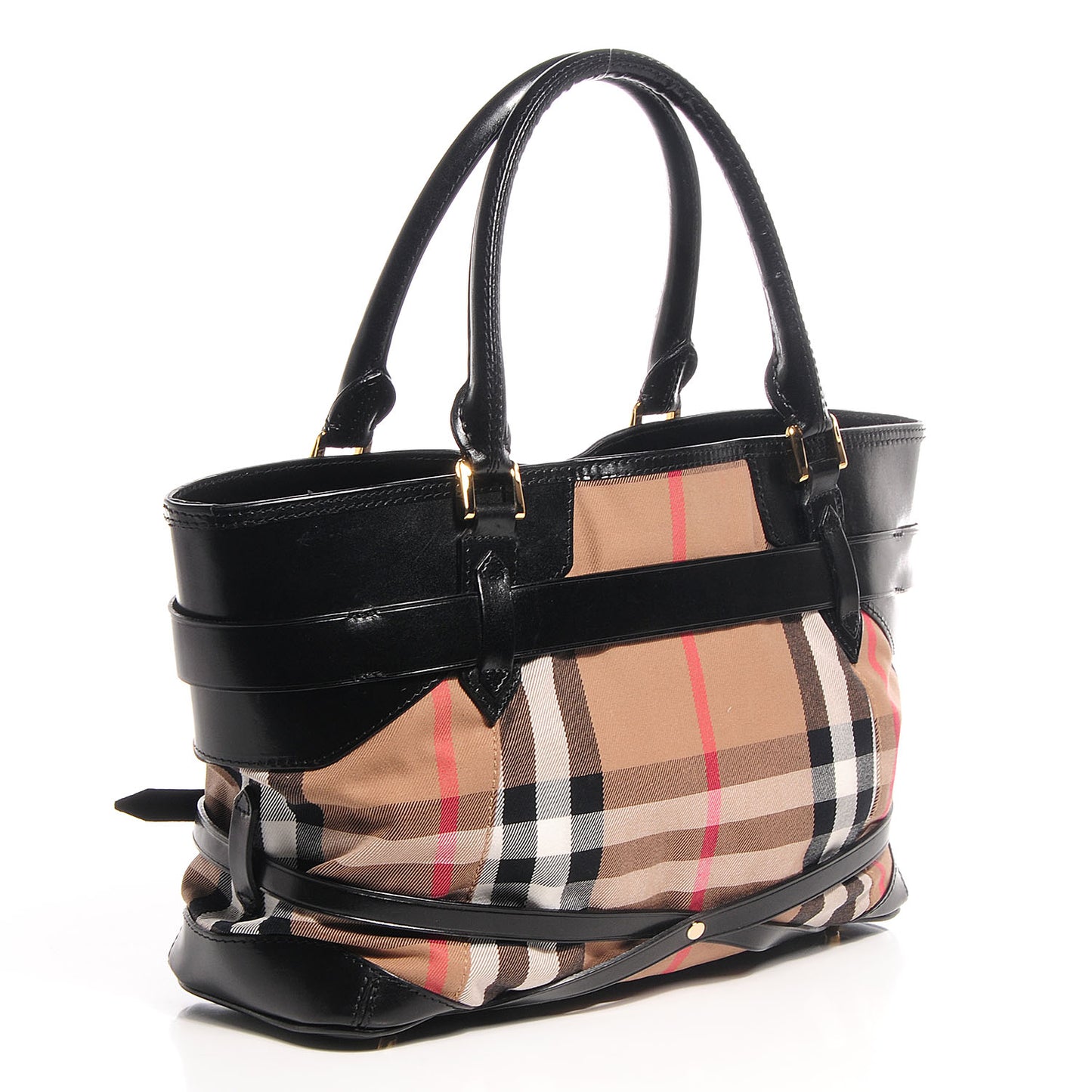 House Check Bridle Calfskin Medium Lynher Tote Black
