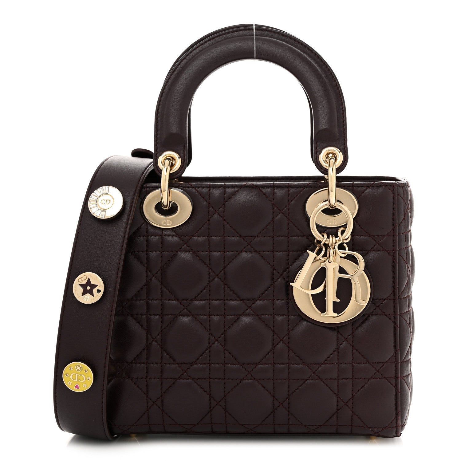 Christian Dior Lambskin Cannage Small Lucky Badges My Lady Dior Burgundy 1 of 11