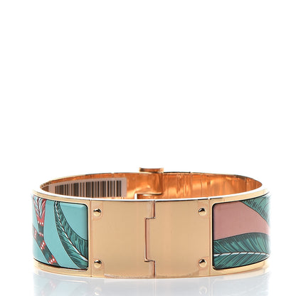 Hermes Enamel Printed Wide Charniere Savana Dance Hinged Bracelet M Baroque 3 of 6