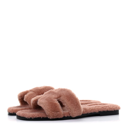 Hermes Woolskin Oran Sandals 39 Rose Aube 3 of 10