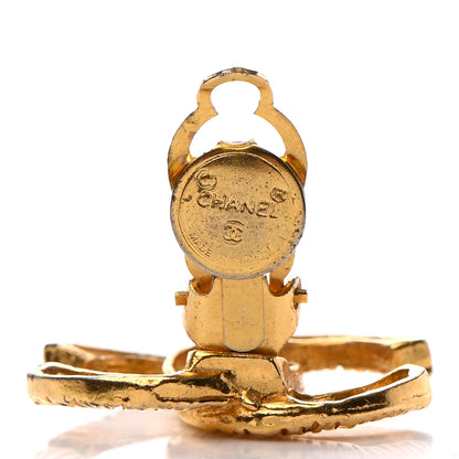 Chanel Textured CC Clip On Earrings Gold 4 of 4