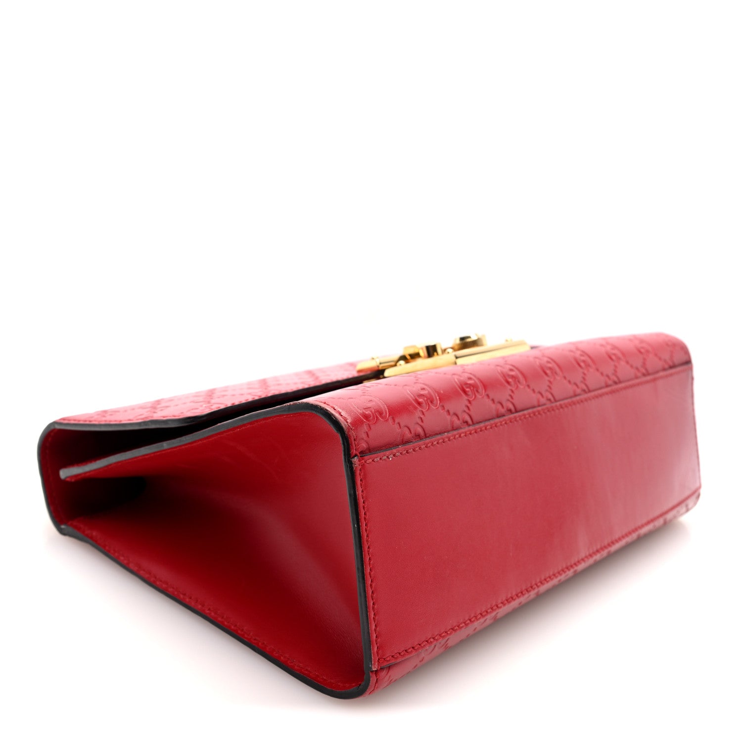 Gucci Guccissima Medium Padlock Shoulder Bag Hibiscus Red 4 of 10