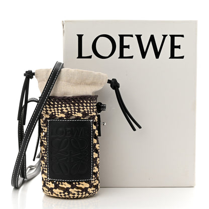 Loewe Calfskin Raffia Paula's Ibiza Pocket Bucket Bag Natural Navy Blue 9 of 9