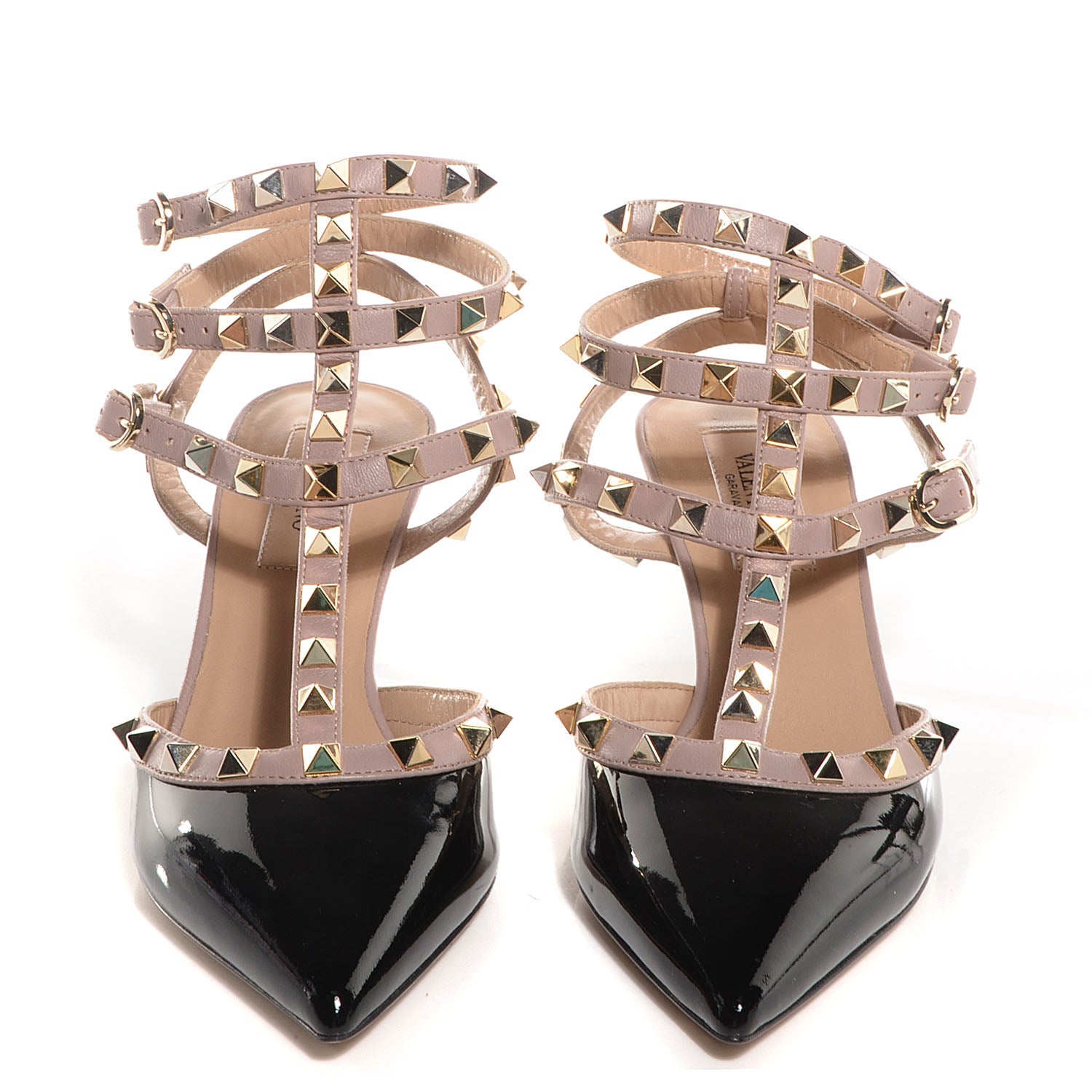 Valentino Garavani Patent Nappa Rockstud Ankle Strap 65mm Pumps 36 Black Poudre 2 of 7