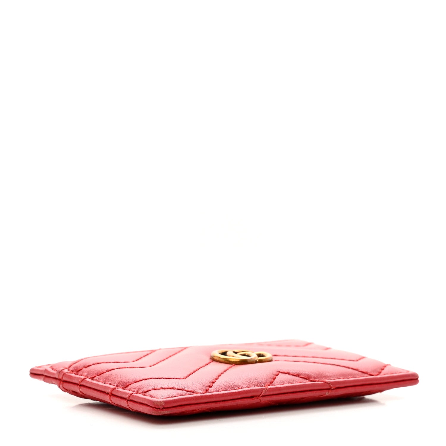 Gucci Calfskin Matelasse GG Marmont Card Holder Hibiscus Red 4 of 8