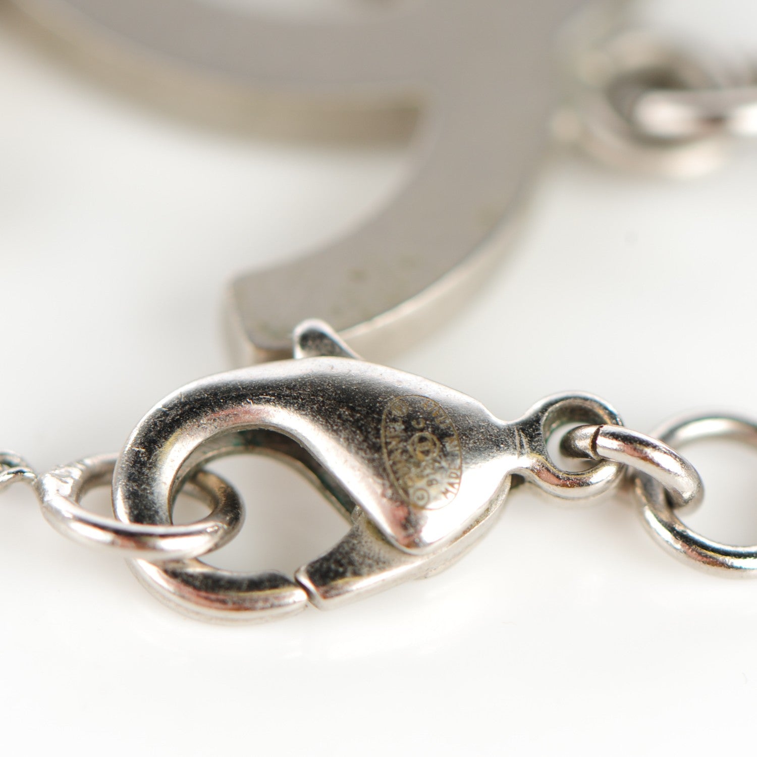 Chanel Crystal Baguette CC Necklace Silver 3 of 4